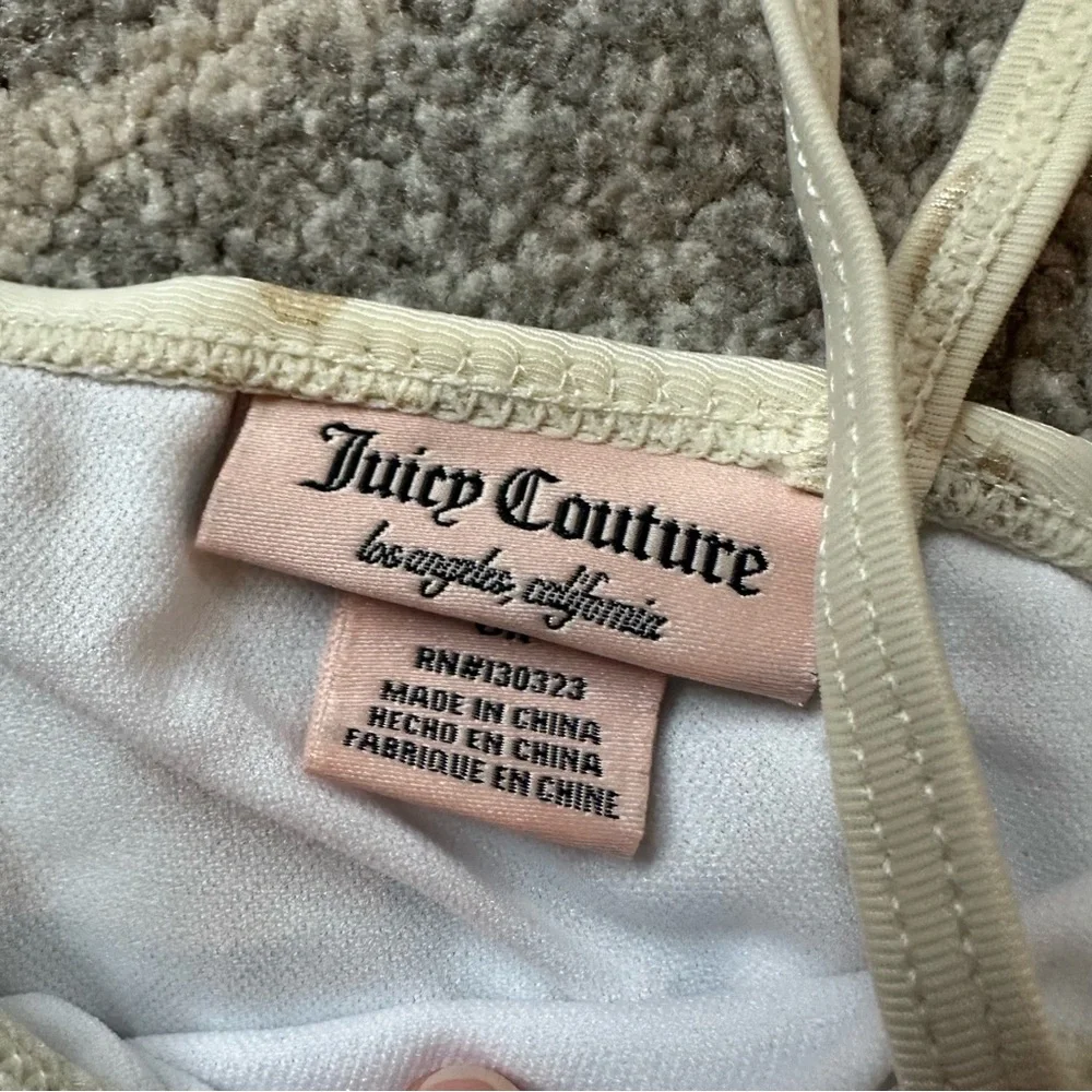 Juicy Couture Ivory and Gold Heart Print Ruffled One Piece Swimsuit Size 6X